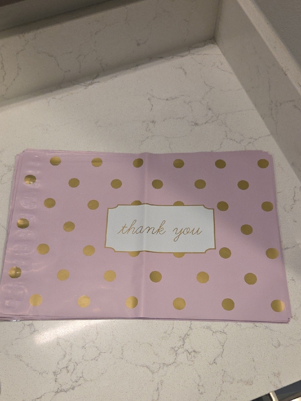 Thank You Polka Dot Gift Bags - Pink with Gold Dots - 20 total